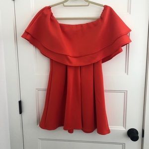 Red/orange off the shoulder Swing Dress